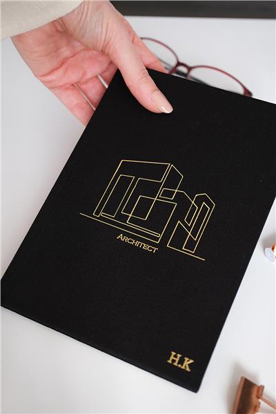 Kişiye Özel Mimari Çizim Kanvas Defter Siyah Renk