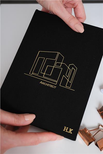 Kişiye Özel Mimari Çizim Kanvas Defter Siyah Renk