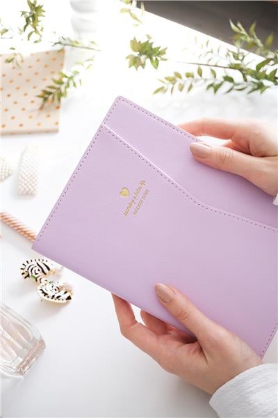 Kişiye Özel Mor Deri Geçme Kapaklı Defter