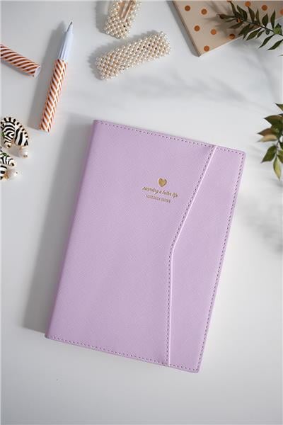 Kişiye Özel Mor Deri Geçme Kapaklı Defter
