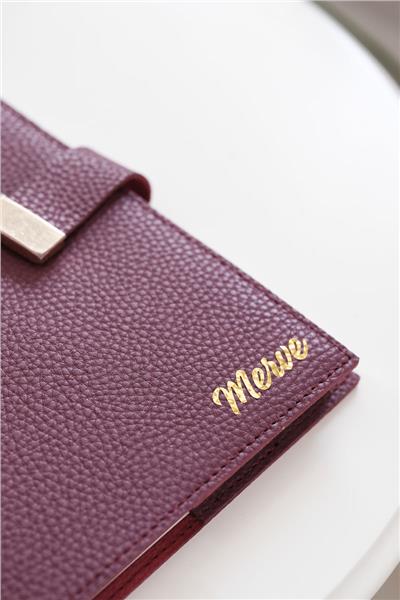 Kişiye Özel Mürdüm Executive Vegan Deri Defter