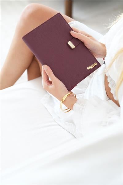 Kişiye Özel Mürdüm Executive Vegan Deri Defter