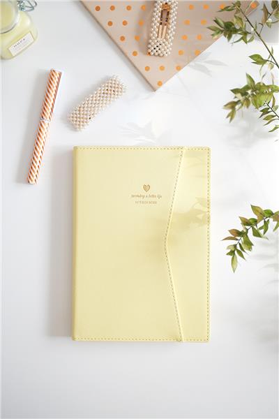 Kişiye Özel Sarı Deri Geçme Kapaklı Defter