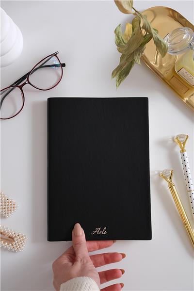 Kişiye Özel Siyah Esnek Kapaklı Defter 