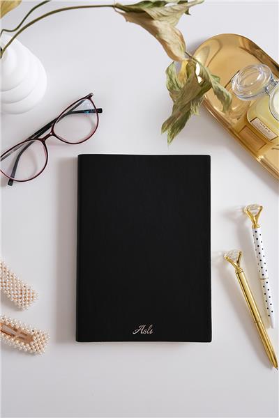 Kişiye Özel Siyah Esnek Kapaklı Defter 