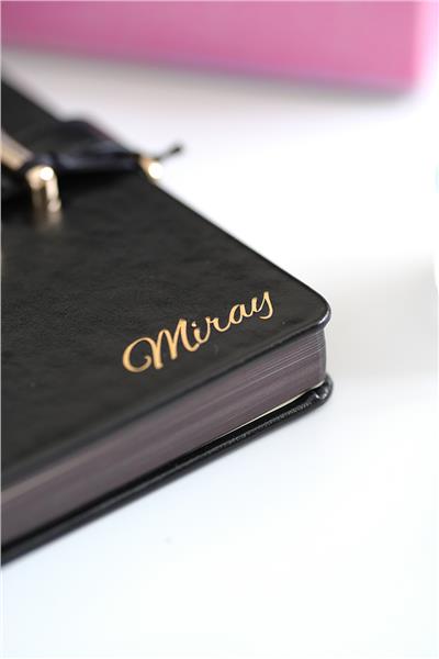 Kişiye Özel Siyah Kalp Kilitli Defter