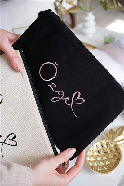Kişiye Özel Siyah Renk Clutch Çanta