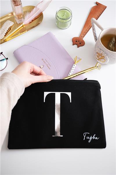 Kişiye Özel Siyah Renk Clutch Çanta