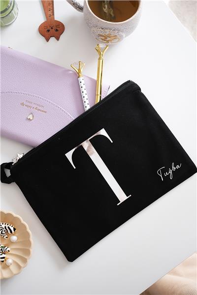 Kişiye Özel Siyah Renk Clutch Çanta
