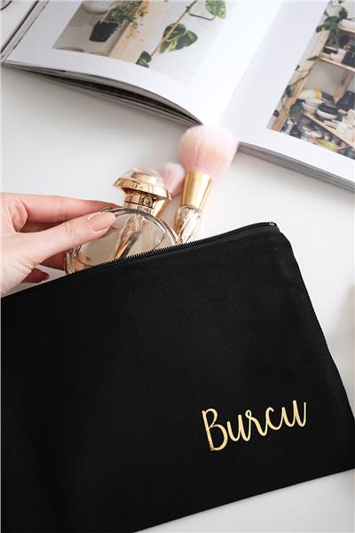 Kişiye Özel Siyah Renk Clutch Çanta