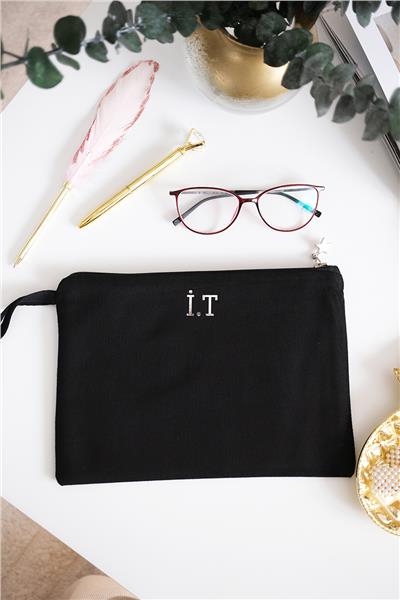 Kişiye Özel Siyah Renk Clutch Çanta