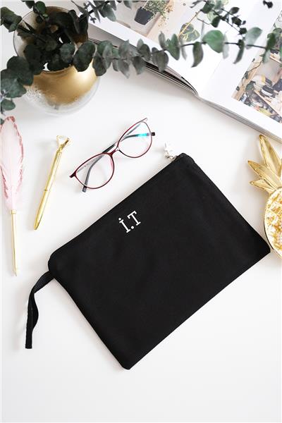 Kişiye Özel Siyah Renk Clutch Çanta