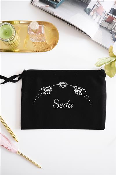 Kişiye Özel Siyah Renk Clutch Çanta