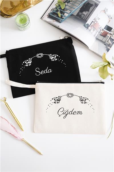Kişiye Özel Siyah Renk Clutch Çanta