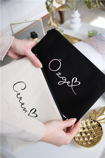 Kişiye Özel Siyah Renk Clutch Çanta