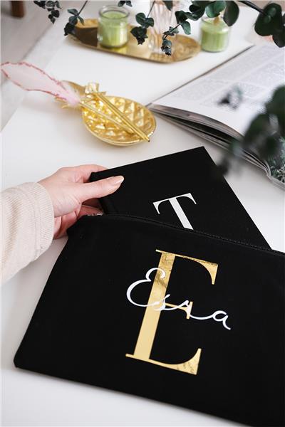 Kişiye Özel Siyah Renk Clutch Çanta