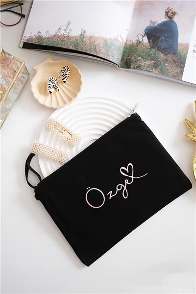 Kişiye Özel Siyah Renk Clutch Çanta