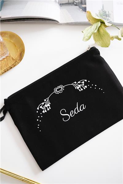 Kişiye Özel Siyah Renk Clutch Çanta