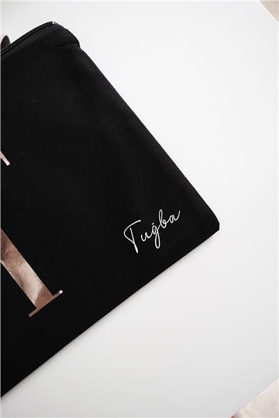 Kişiye Özel Siyah Renk Clutch Çanta
