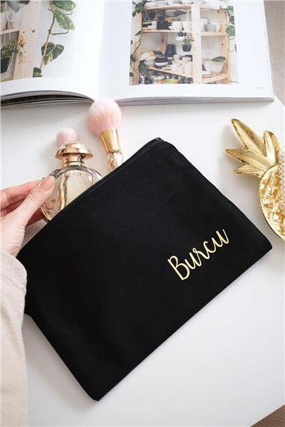 Kişiye Özel Siyah Renk Clutch Çanta