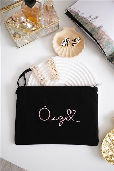 Kişiye Özel Siyah Renk Clutch Çanta