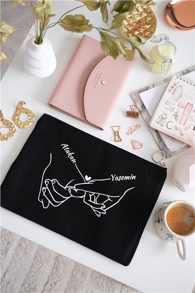 Kişiye Özel Siyah Renk Portföy Çanta (Tablet Boy)