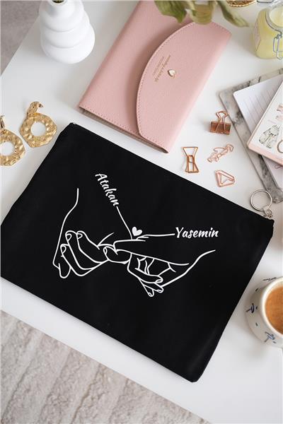 Kişiye Özel Siyah Renk Portföy Çanta (Tablet Boy)