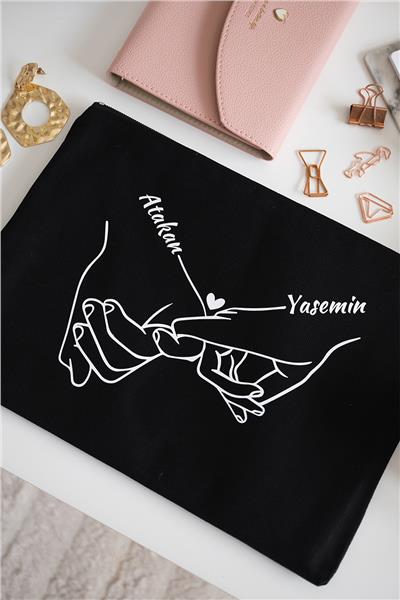 Kişiye Özel Siyah Renk Portföy Çanta (Tablet Boy)