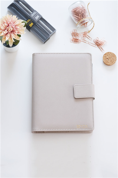 Kişiye Özel Taş Rengi Organizer Haftalık Planlayıcı Tarihsiz Defter