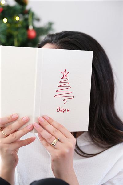Kişiye Özel Yılbaşı Temalı Kanvas Defter Siyah Renk
