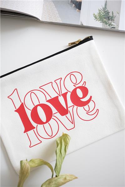 Love Baskılı Beyaz Organizer