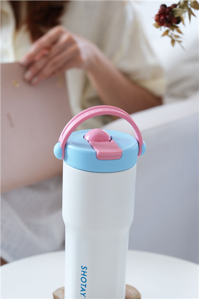 Mavi Kişiye Özel 680 Ml Kulplu, Pipetli ve Çay Süzgeçli Termos