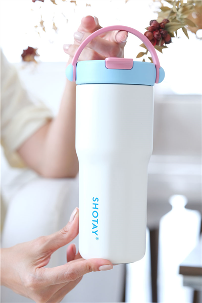 Mavi Kişiye Özel 680 Ml Kulplu, Pipetli ve Çay Süzgeçli Termos