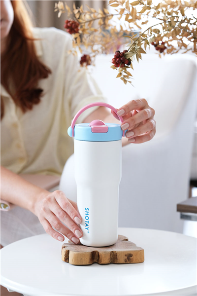 Mavi Kişiye Özel 680 Ml Kulplu, Pipetli ve Çay Süzgeçli Termos