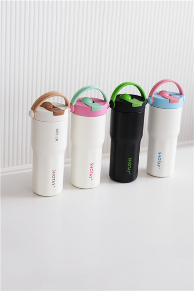 Pembe Kişiye Özel 680 Ml Kulplu, Pipetli ve Çay Süzgeçli Termos