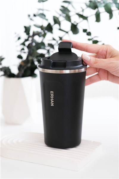 Siyah Kişiye Özel 510 Ml Paslanmaz Çelik Kahve Termosu
