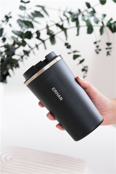 Siyah Kişiye Özel 510 Ml Paslanmaz Çelik Kahve Termosu