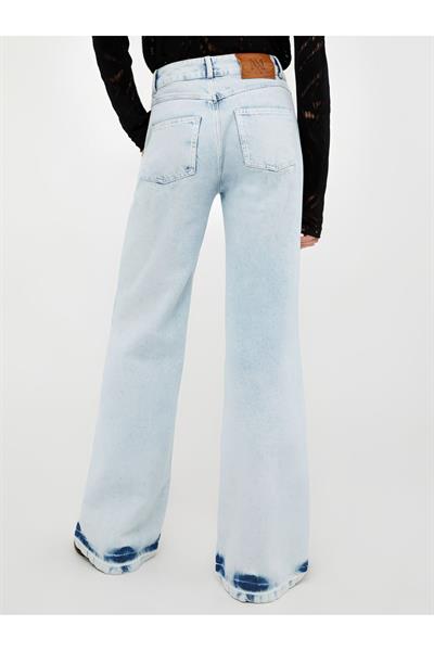 Kadın Vintage Jean Bol Paça Kot Pantolon