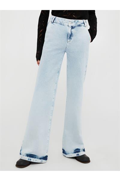 Kadın Vintage Jean Bol Paça Kot Pantolon