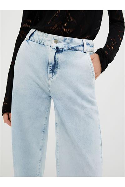 Kadın Vintage Jean Bol Paça Kot Pantolon