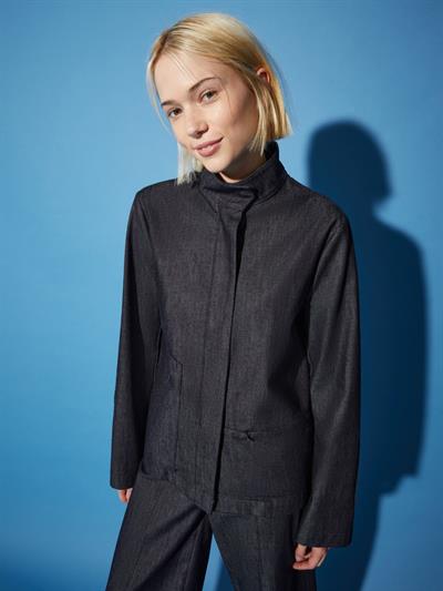 Lacivert Gizli Cep Detaylı Denim Ceket