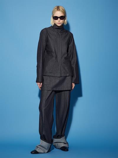 Lacivert Gizli Cep Detaylı Denim Ceket