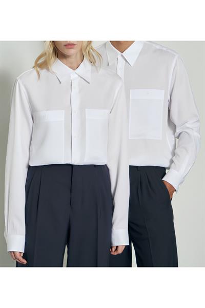 Unisex Yazlık Günlük Beyaz Gömlek