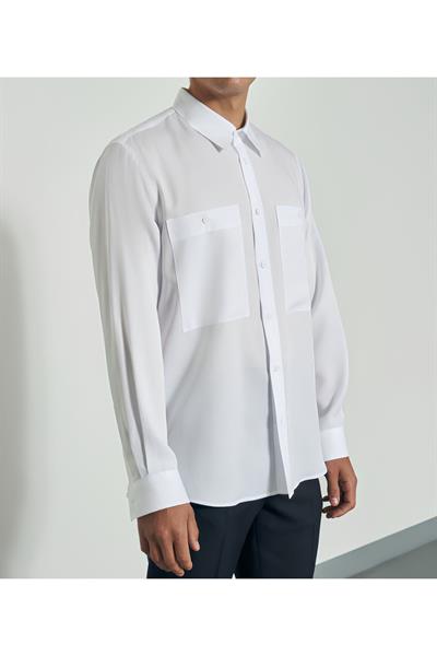 Unisex Yazlık Günlük Beyaz Gömlek