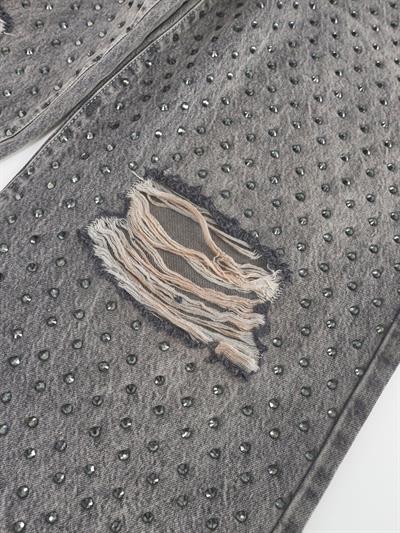 Yırtık Taşlı Denim