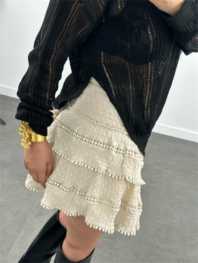 Ajurlu Transparan Triko Bluz