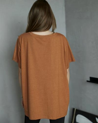 Baskılı Oversize T-Shirt Kiremit Rengi