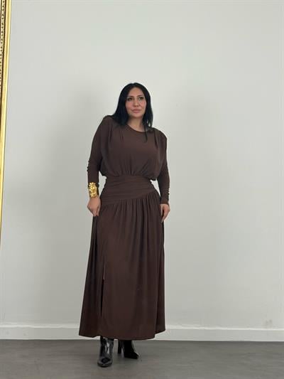 Bel Drapeli Maxi Elbise 