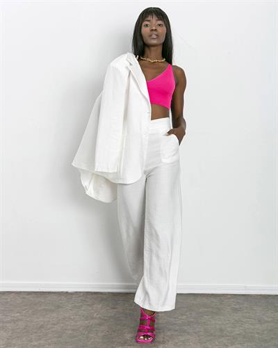 Blazer Ceket ve Pantolon Takım Beyaz Renk