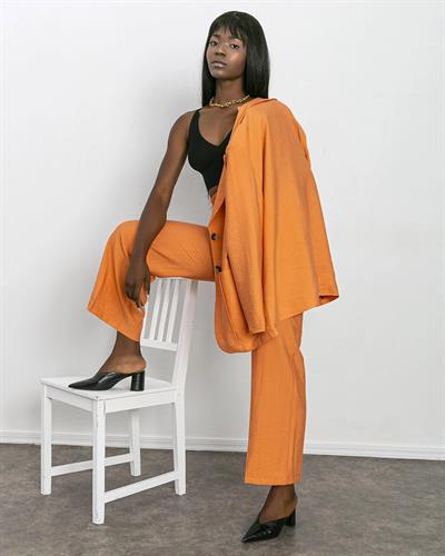 Blazer Ceket ve  Pantolon Takım Turuncu Renk